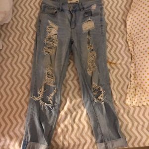 Garage Distressed Light Wash Mom Jeans